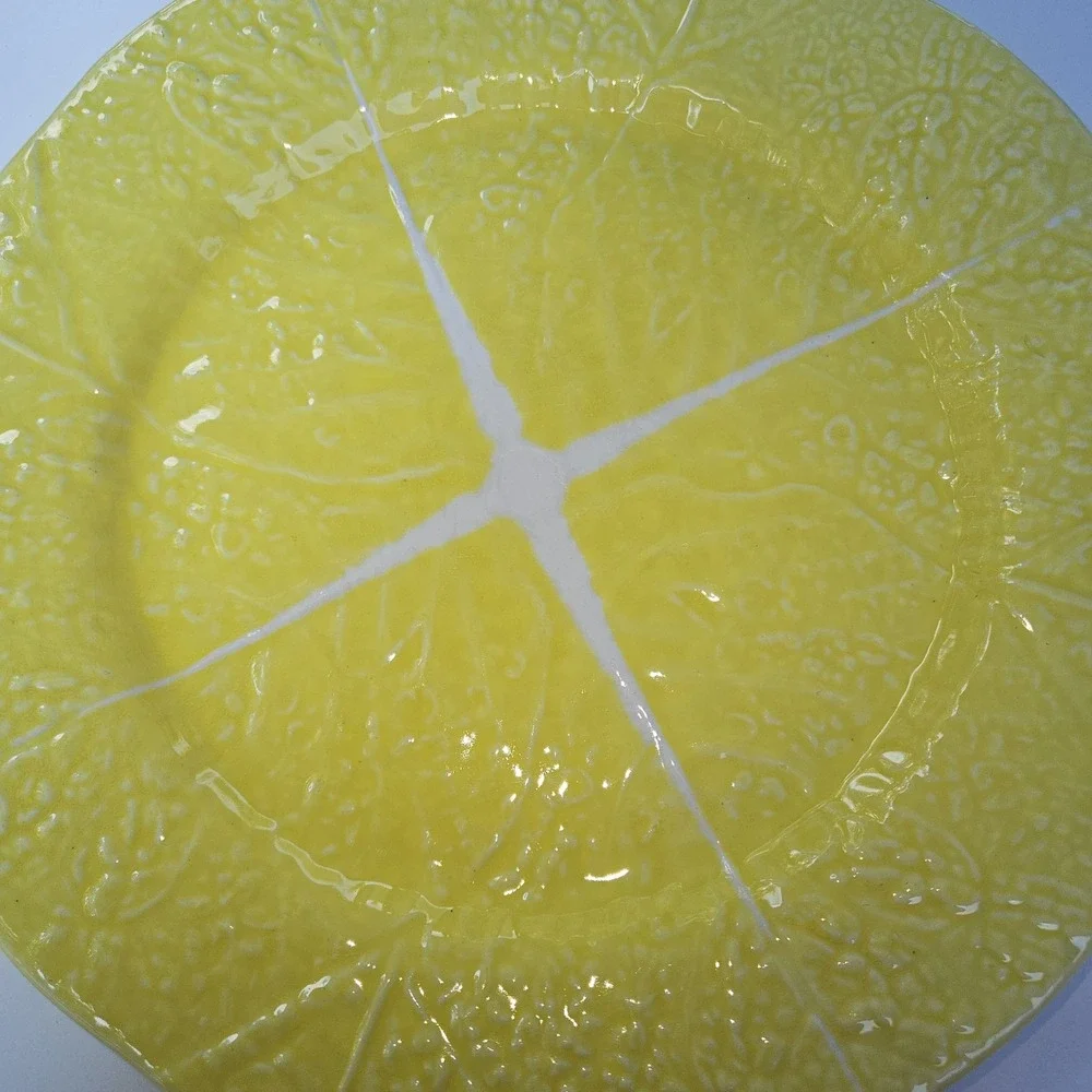 Segra Lemon Slice Plate‎ Ceramic Embossed Fruit Dinnerware 12 Inch Portugal